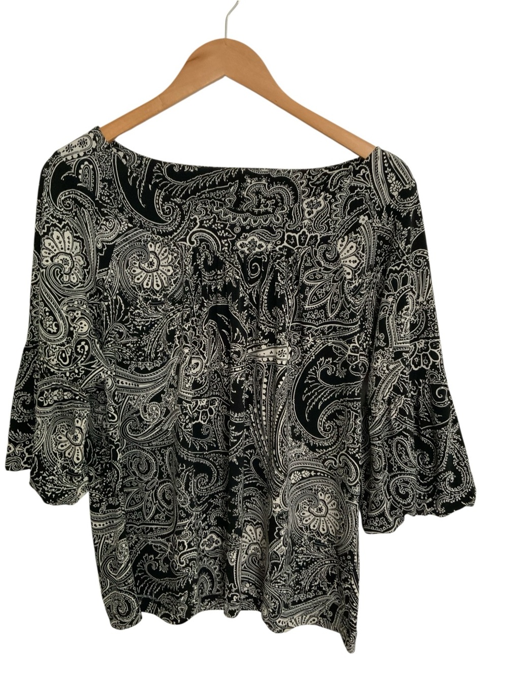 Chico's Black & White Paisley Boatneck Tunic XL